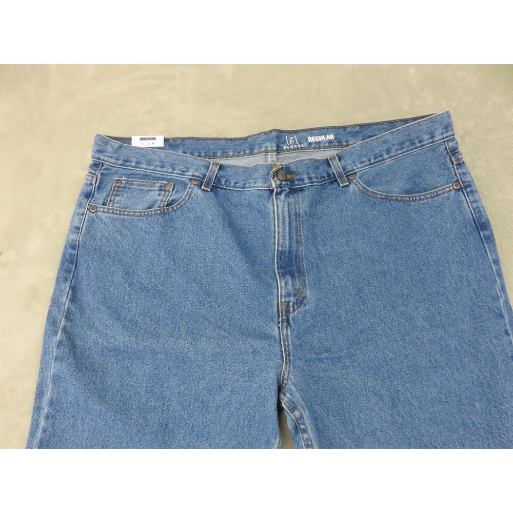 George Men's Blue Straight Leg 100% Cotton Comfy Regular‎ Jenas Size 44x30 - Picture 2 of 14